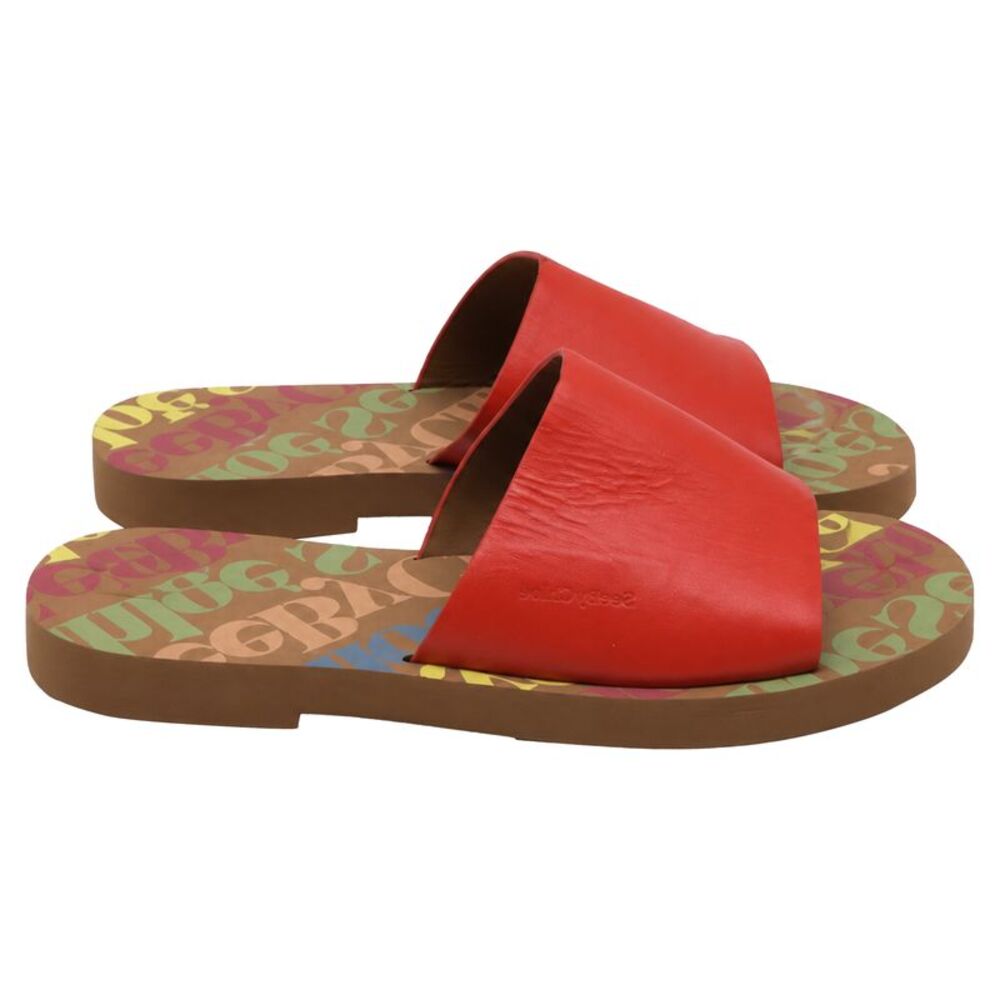 See by Chloé Essie Slide Mules in Red Leather